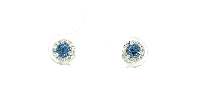 content/products/Montana Yogo Sapphire and Diamond Halo Stud Earrings in White Gold (0.36cts TWT)