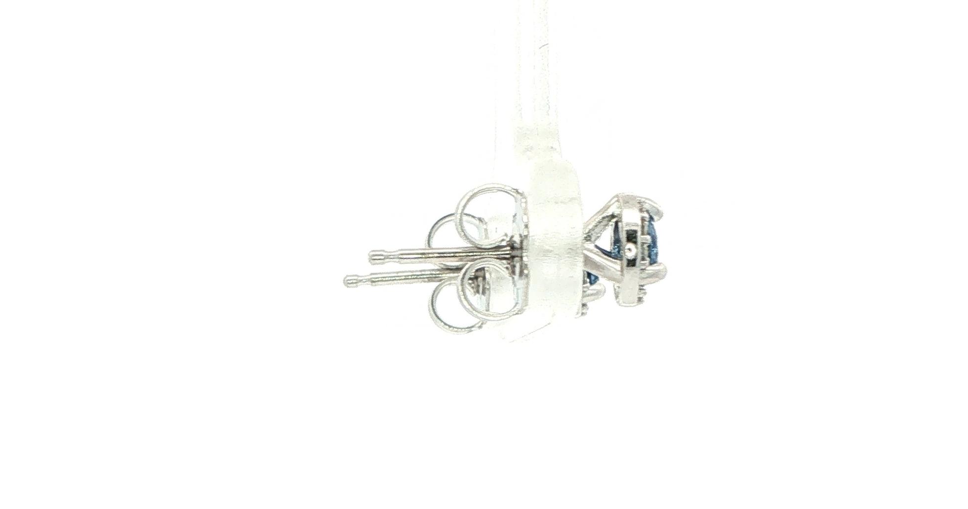 Montana Yogo Sapphire and Diamond Halo Stud Earrings in White Gold (0.36cts TWT) side