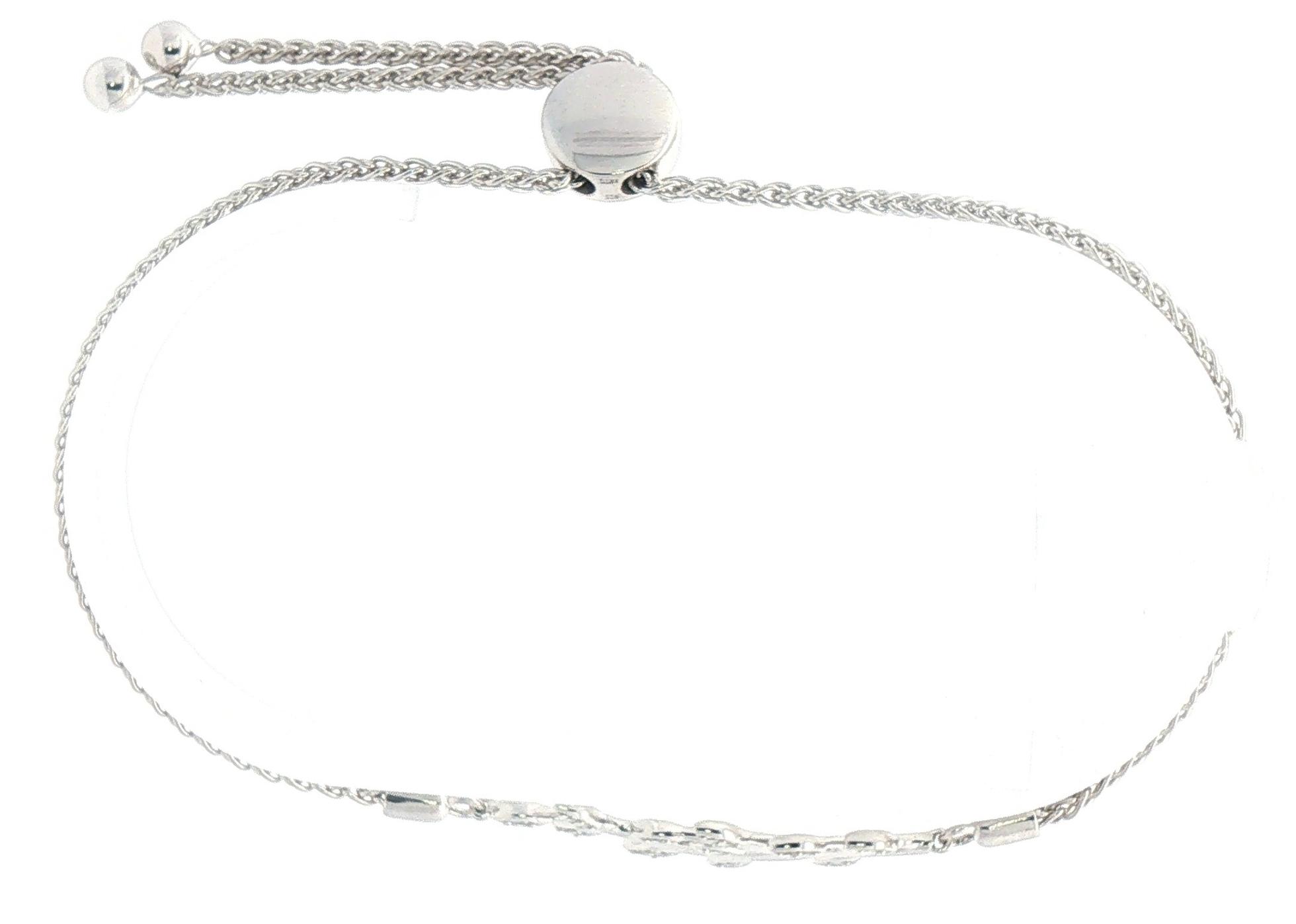 Diamond Vine Motif Bolo Chain Bracelet in Sterling Silver (0.11cts TWT) side