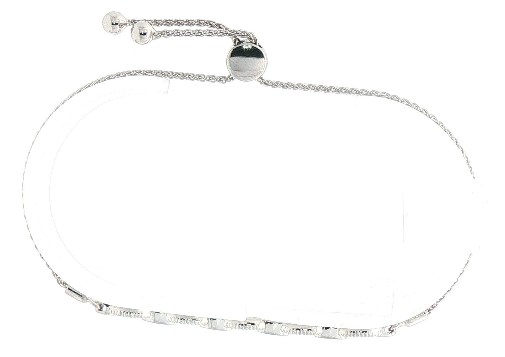 Textured Oval Link Diamond Chain Bolo Bracelet in Sterling Silver (0.08cts TWT) side