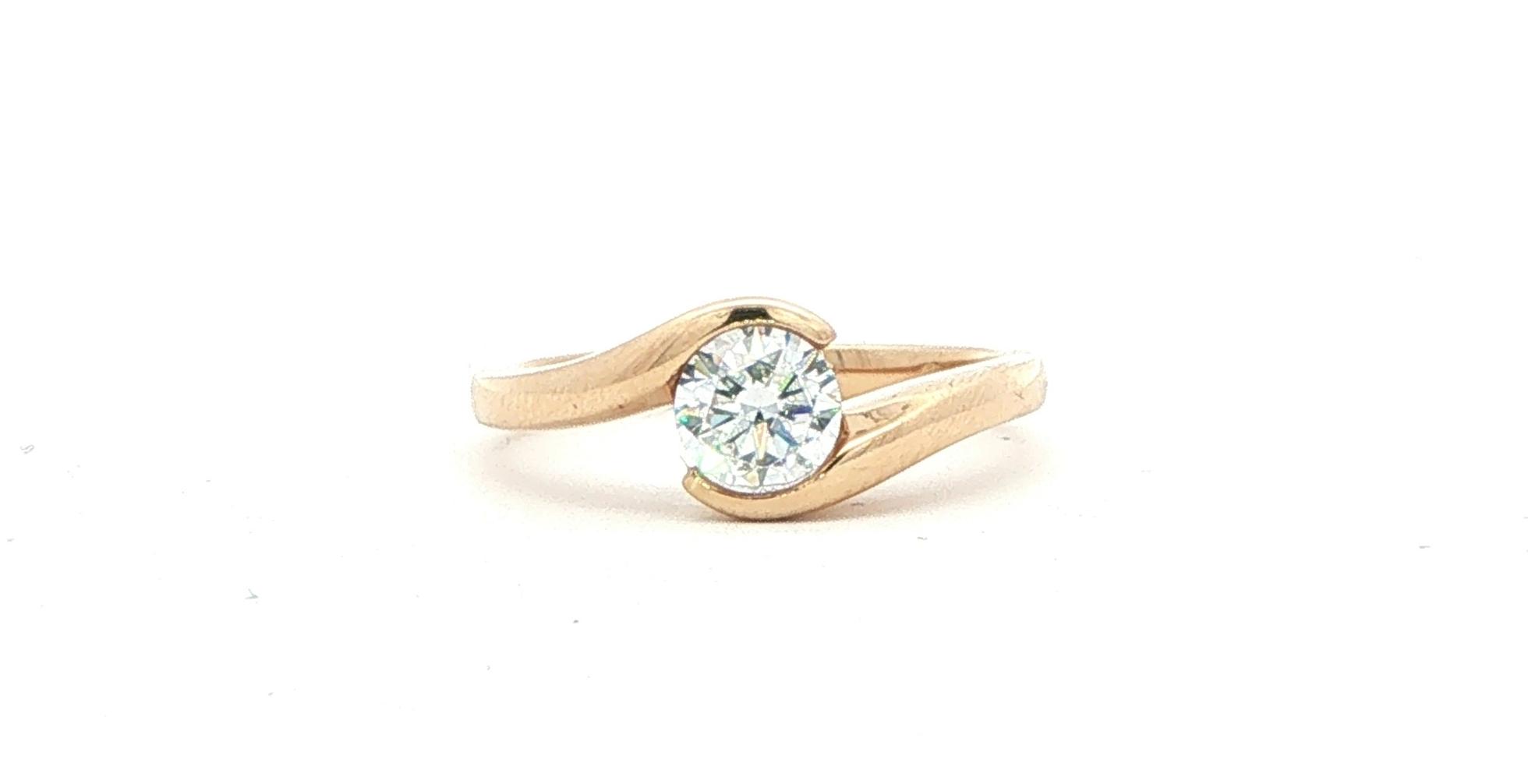 Swirl Split Bezel Solitaire Ring Mounting in Yellow Gold 