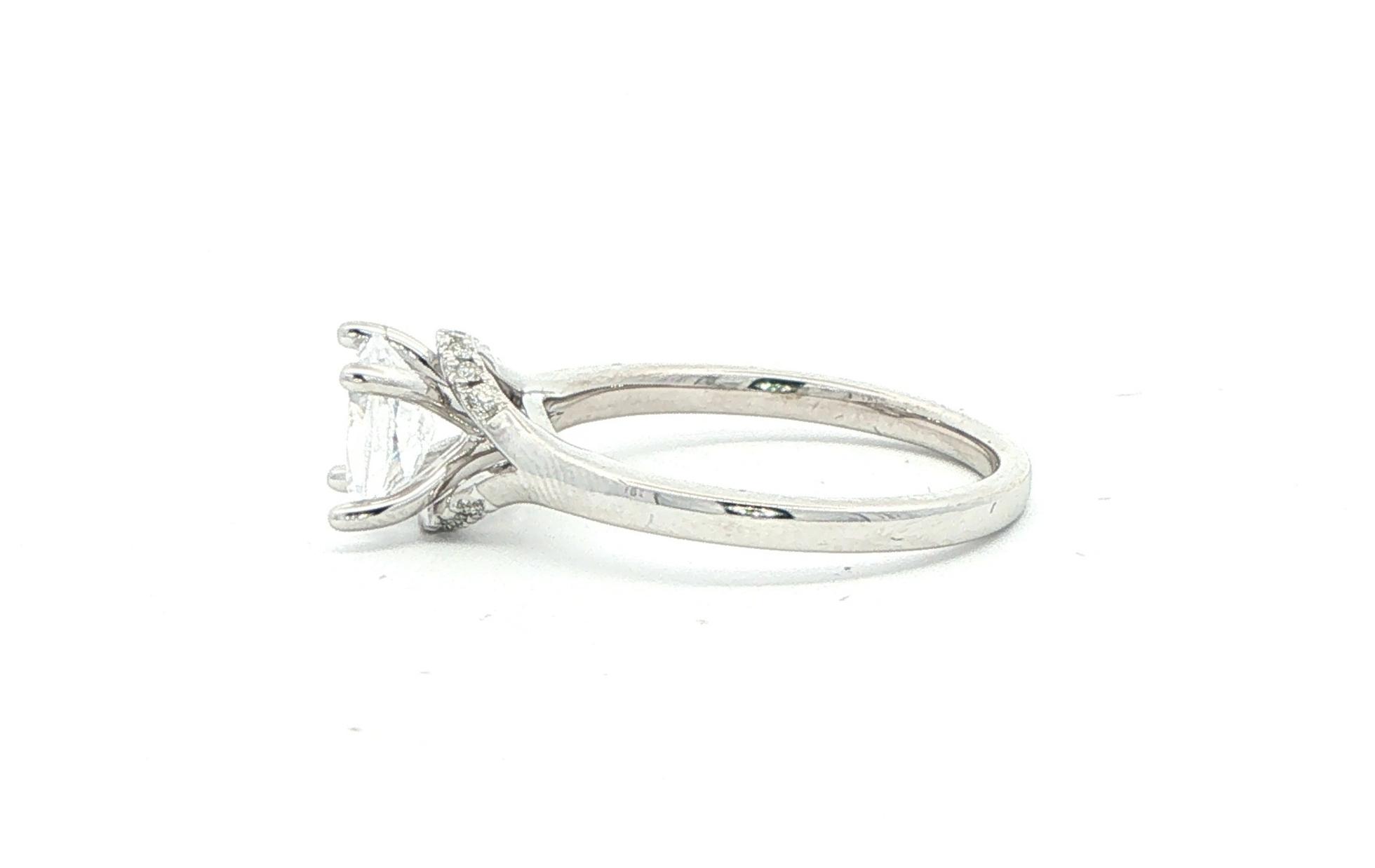 Oval Cut Hidden Halo Engagement Ring Mounting in White Gold (0.07cts TWT) side