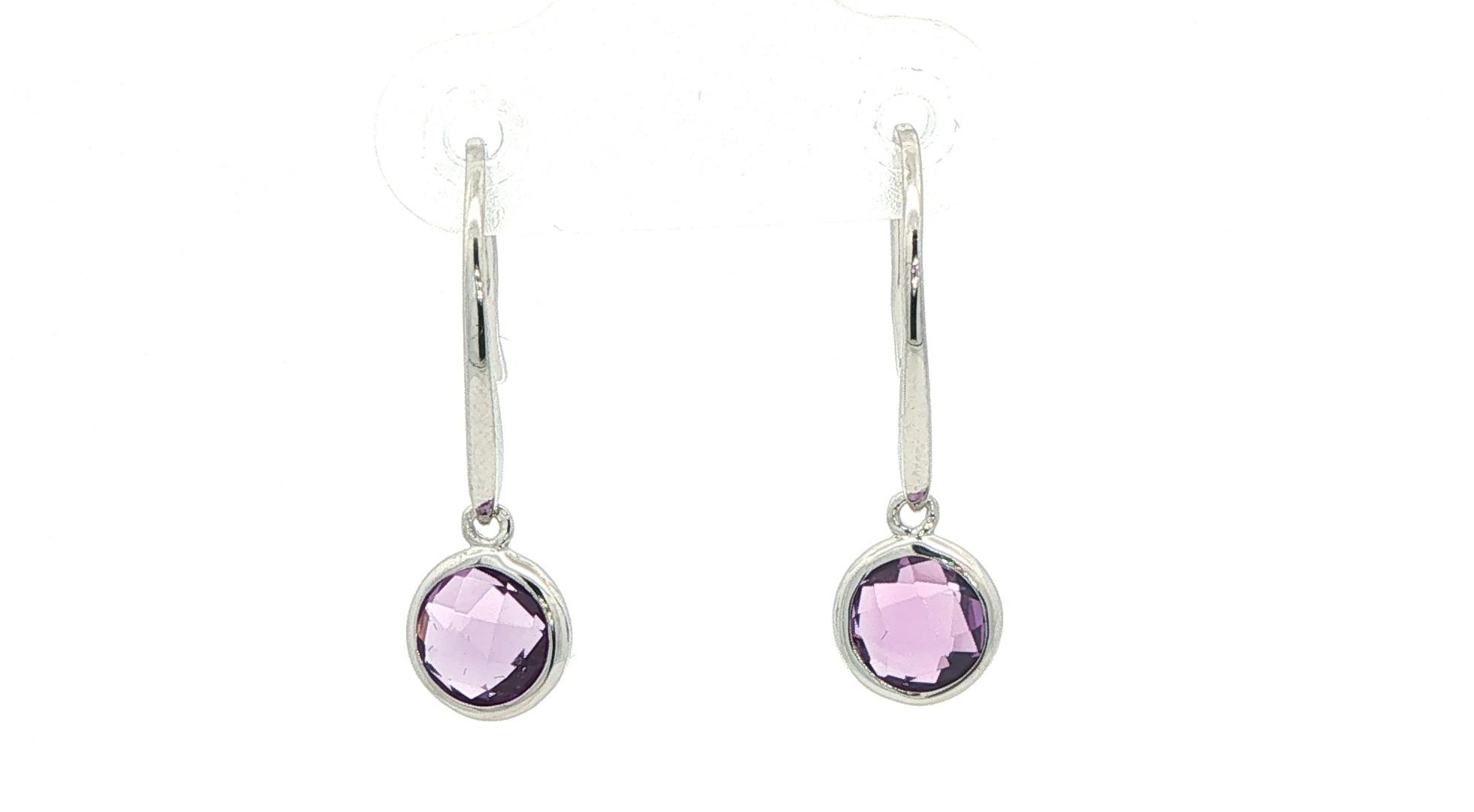 Amethyst Bezel Drop Earrings in Sterling Silver (1.45cts TWT)
