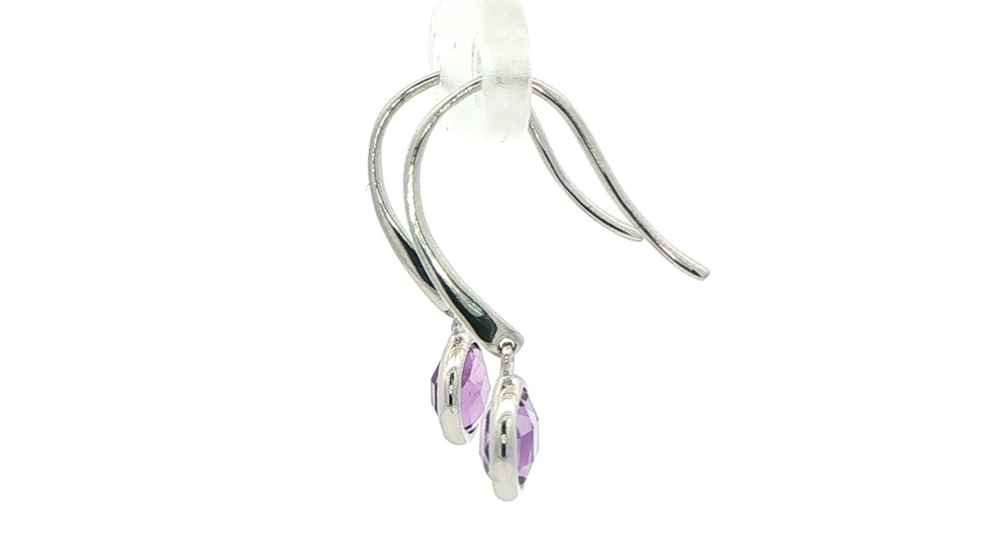 Amethyst Bezel Drop Earrings in Sterling Silver (1.45cts TWT) side