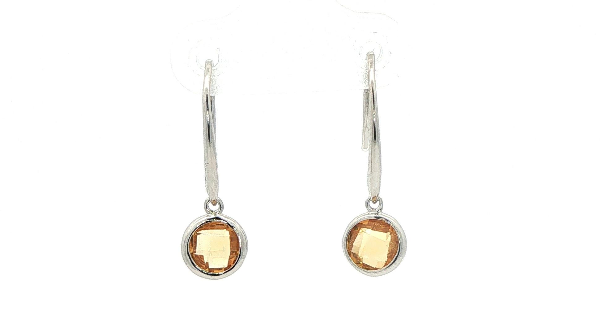 Citrine Bezel Drop Earrings in Sterling Silver (1.60cts TWT)