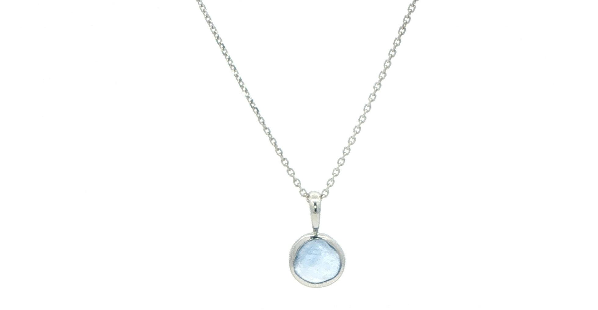 Raw Montana Yogo Sapphire Bezel Pendant Necklace in White Gold (0.40cts TWT)