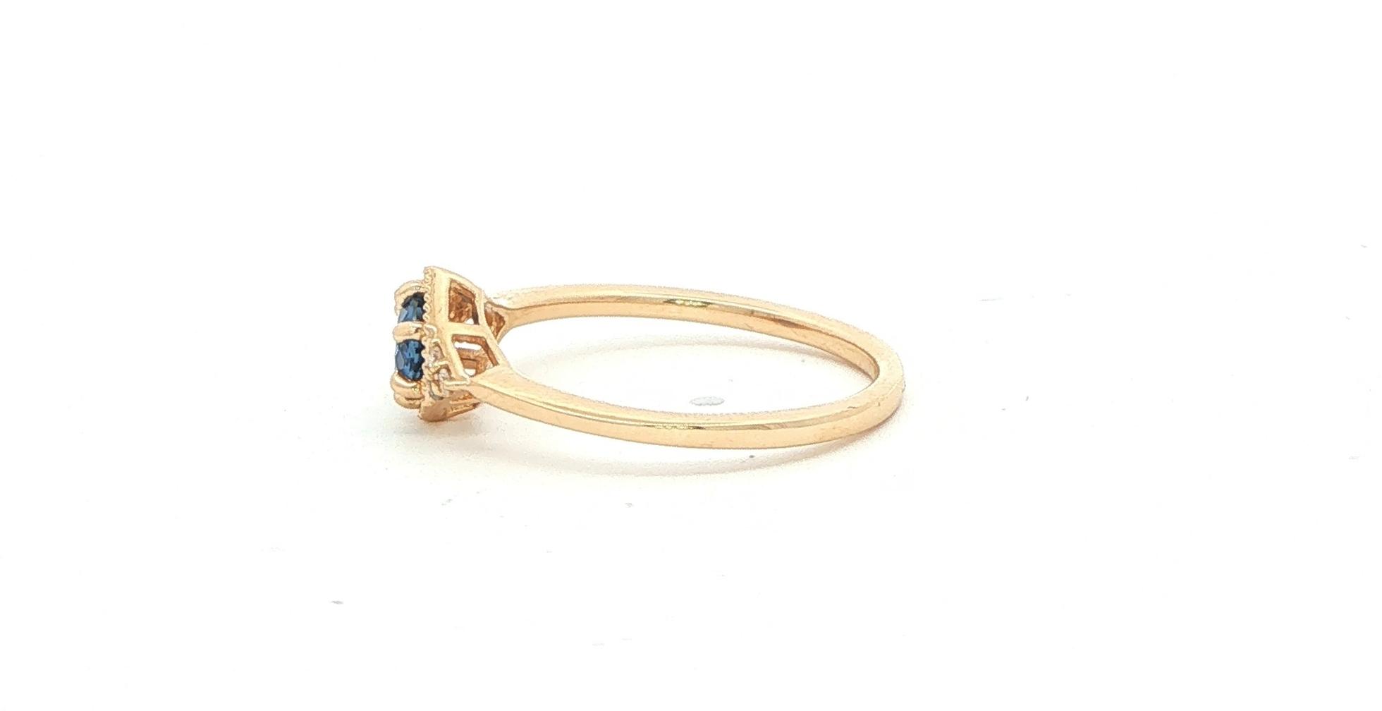 Vintage-Inspired Montana Yogo Sapphire Engagement Ring with Diamond Accents in Yellow Gold (0.47cts TWT) side