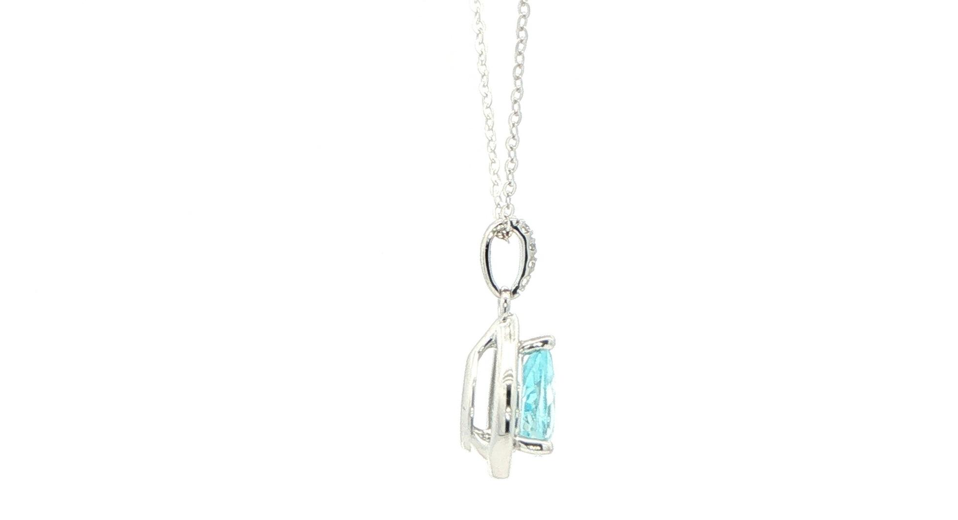 Pear-Cut Aquamarine Pendant Necklace with Diamond Bail in White Gold (0.66cts TWT) side