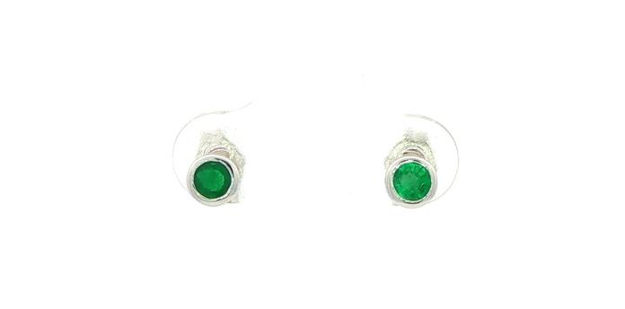 content/products/Emerald Bezel Set Stud Earrings in White Gold (0.34cts TWT)