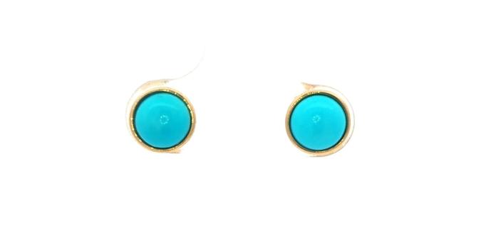 content/products/Turquoise Cabochon Stud Earrings in Yellow Gold (1.64cts TWT)