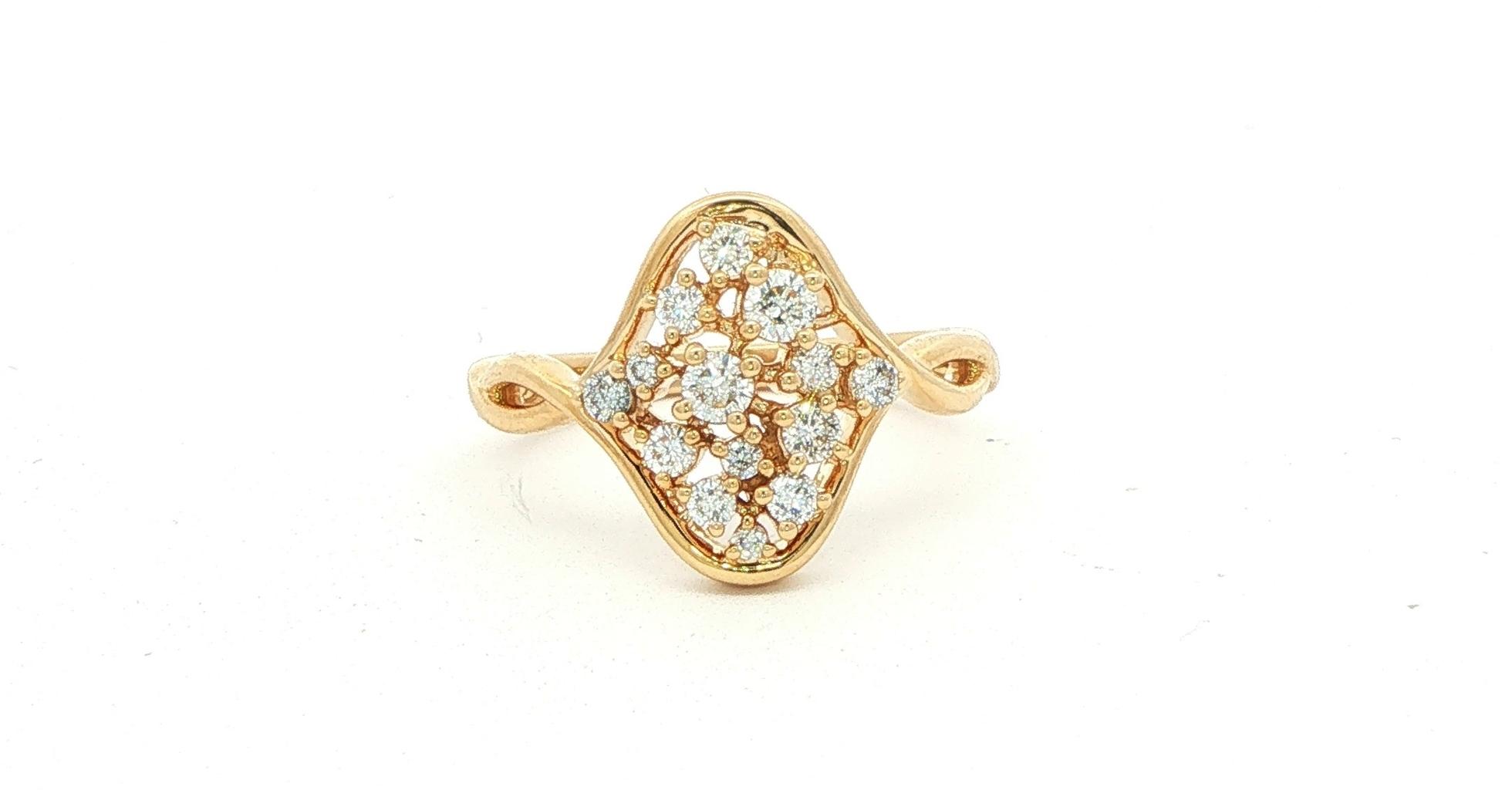Openwork Diamond Cocktail Ring with Woven Shank in Yellow Gold (0.46cts TWT)