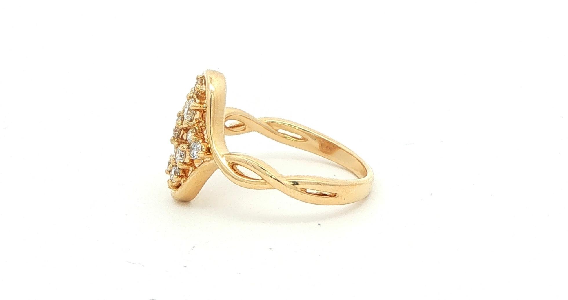 Openwork Diamond Cocktail Ring with Woven Shank in Yellow Gold (0.46cts TWT) side