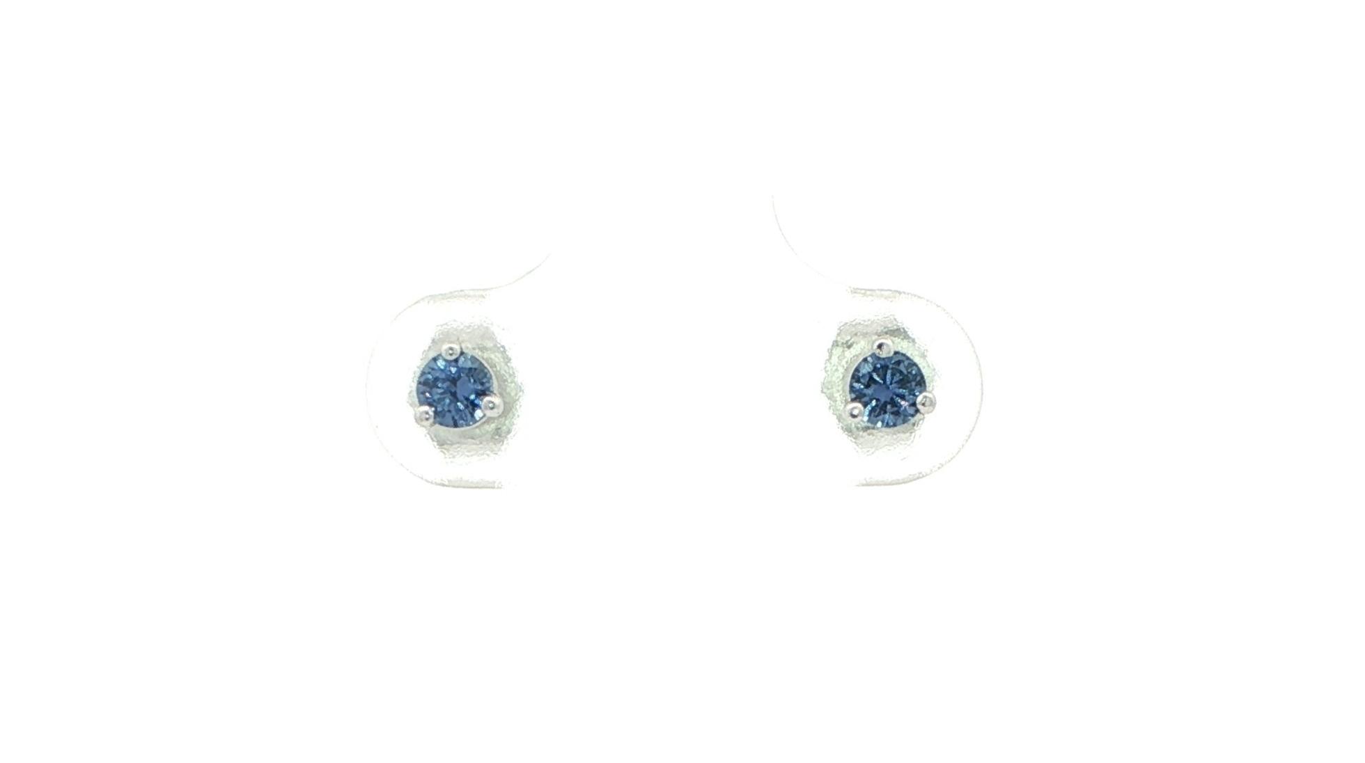 Montana Yogo Sapphire Stud Earrings in 3-Prong Martini Settings in White Gold (0.25cts TWT)