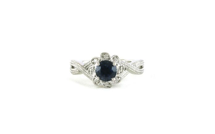 content/products/Estate Piece: Montana Sapphire with Diamond Flower Halo and Split Shank in White Gold (1.19cts TWT)