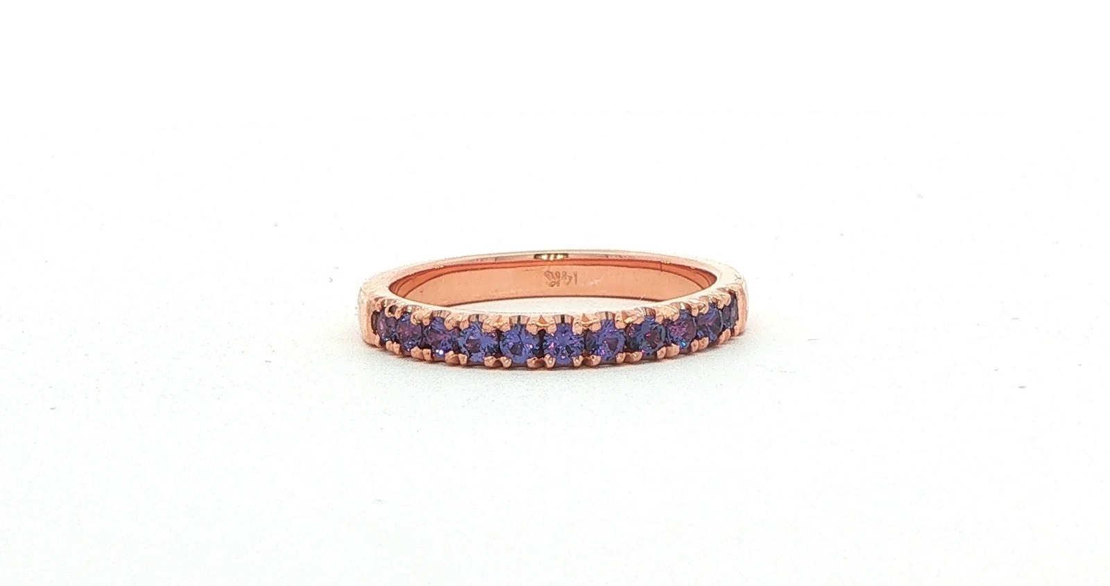 11-Stone Huckleberry Sapphire U-Cup Band in Rose Gold (0.45cts TWT)