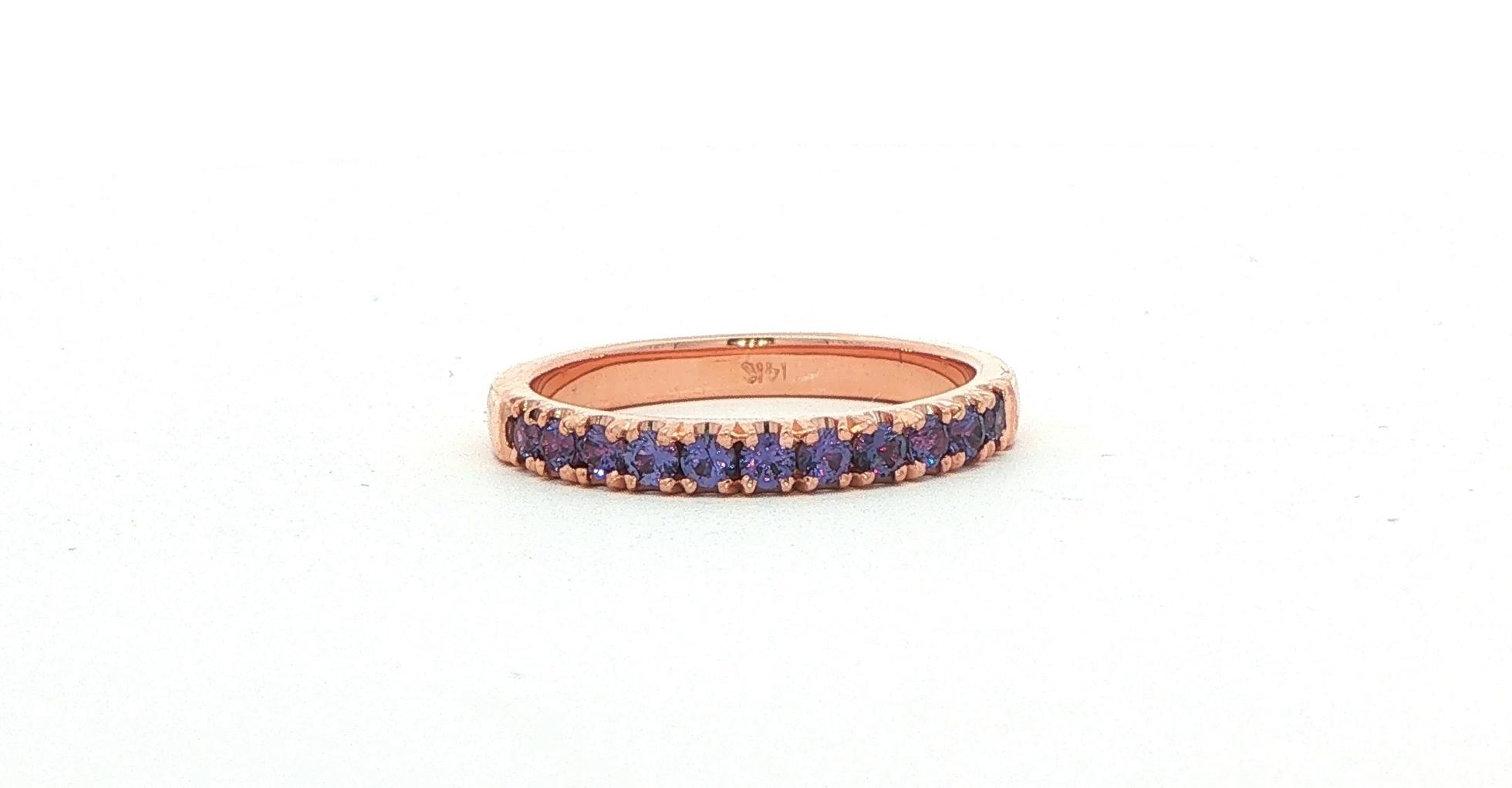 11-Stone Huckleberry Sapphire U-Cup Band in Rose Gold (0.45cts TWT)