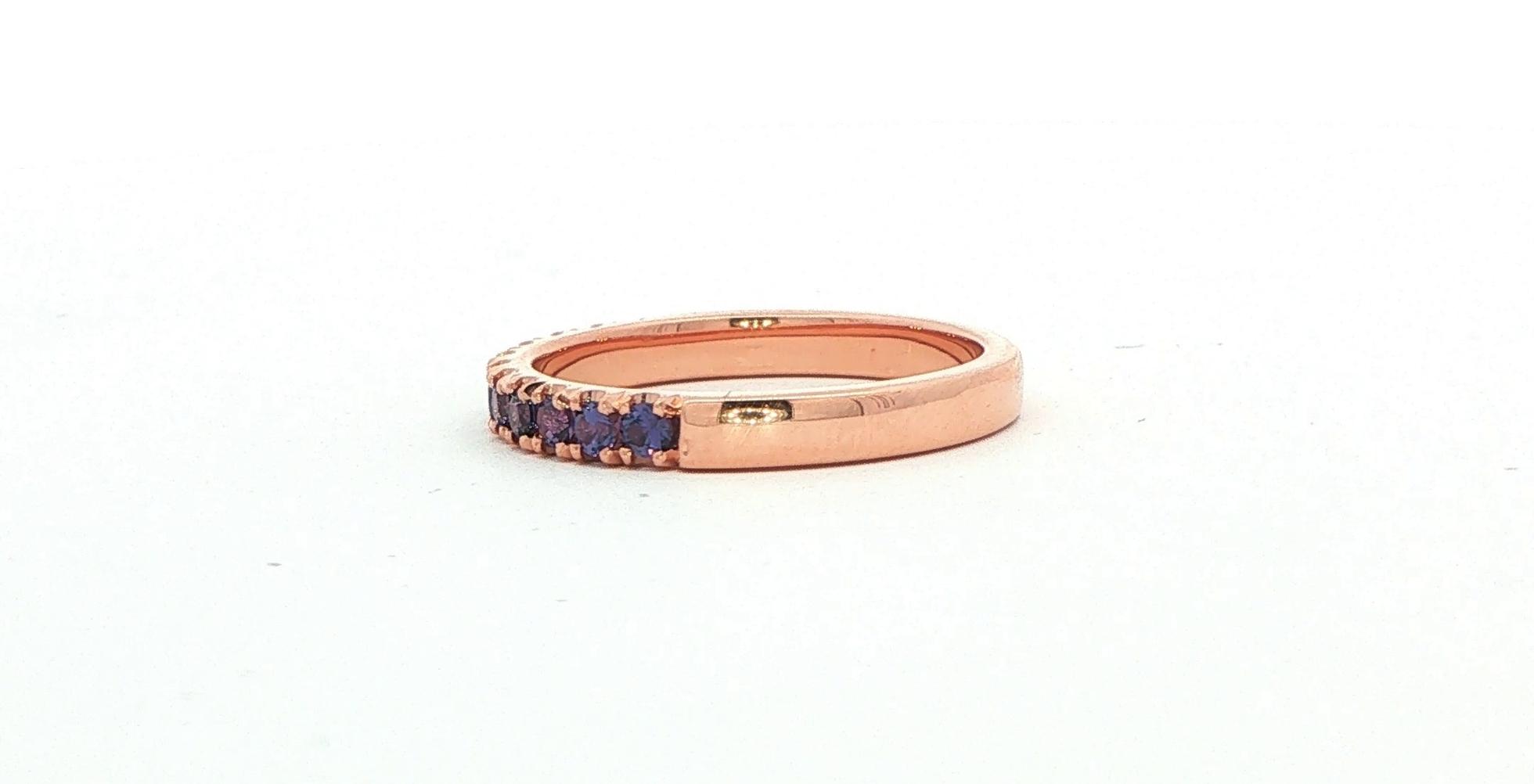 11-Stone Huckleberry Sapphire U-Cup Band in Rose Gold (0.45cts TWT) side