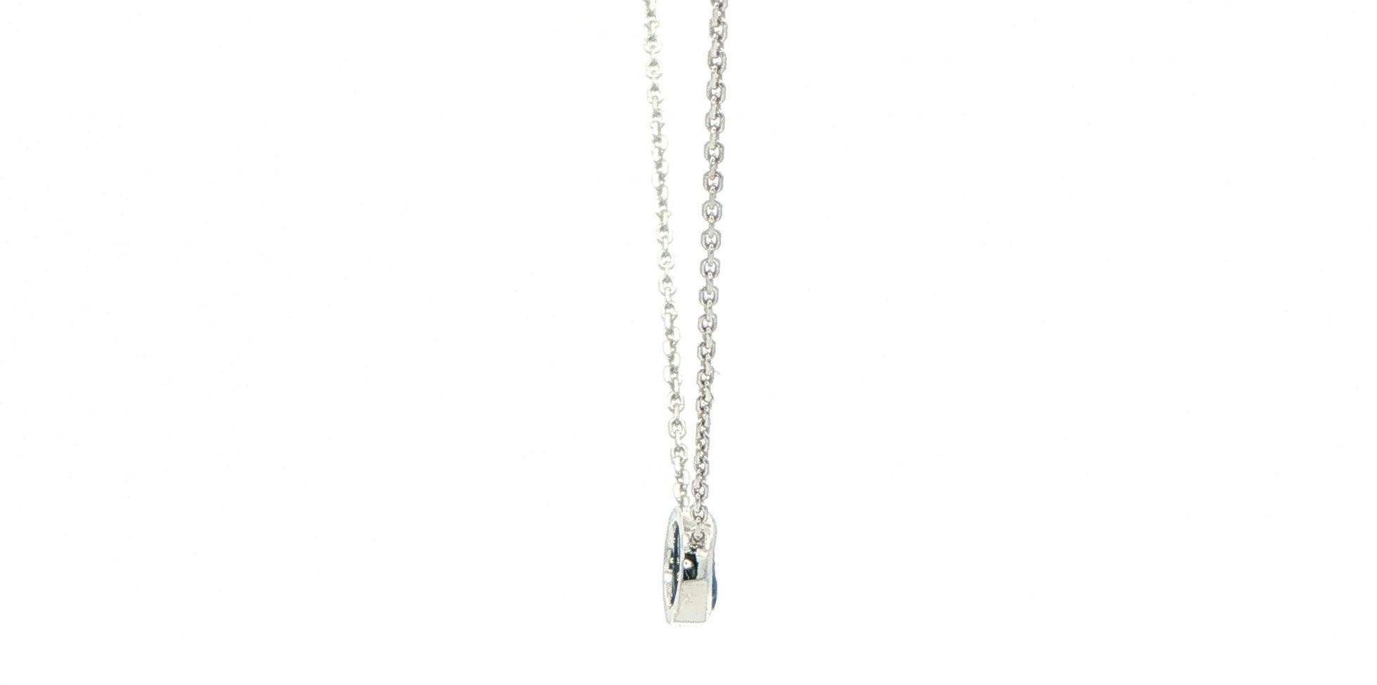 Raw Montana Yogo Sapphire Bezel Pendant Necklace on Split Chain in White Gold (0.47cts TWT) side