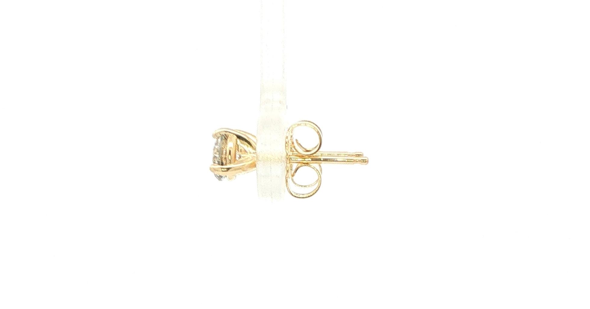 Diamond Stud Earrings in 3-Prong Martini Settings in Yellow Gold (0.56cts TWT) side