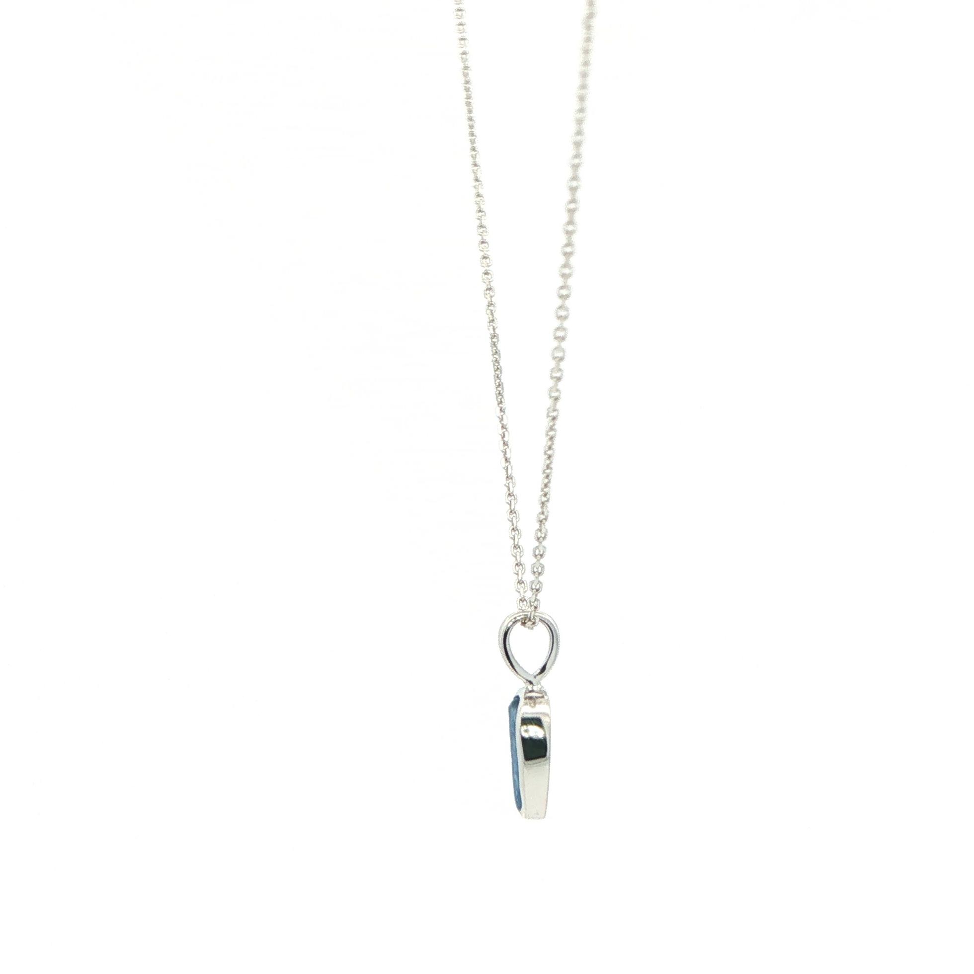 Raw Montana Yogo Sapphire Bezel Pendant Necklace in White Gold (0.80cts TWT) side