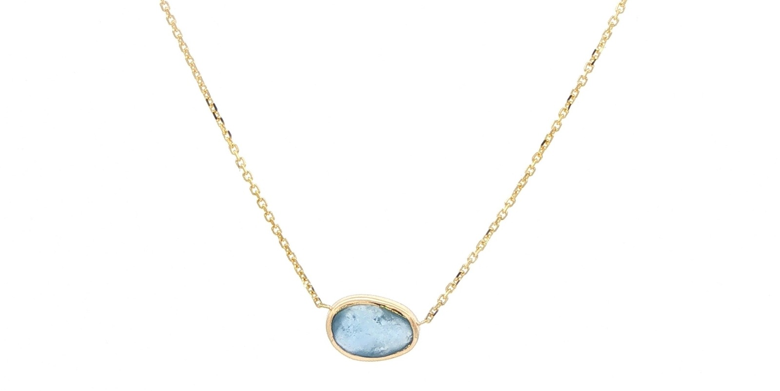 Raw Montana Yogo Sapphire Bezel Pendant Necklace on Split Chain in Yellow Gold (0.58cts TWT)