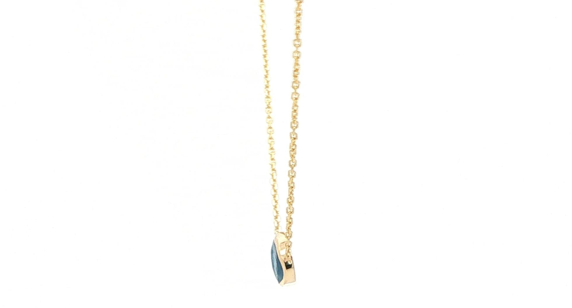 Raw Montana Yogo Sapphire Bezel Pendant Necklace on Split Chain in Yellow Gold (0.58cts TWT) side