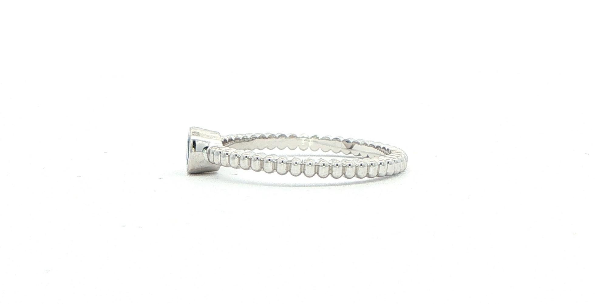 Bezel-Set Montana Yogo Sapphire Beaded Solitaire Ring in White Gold (0.16cts) side