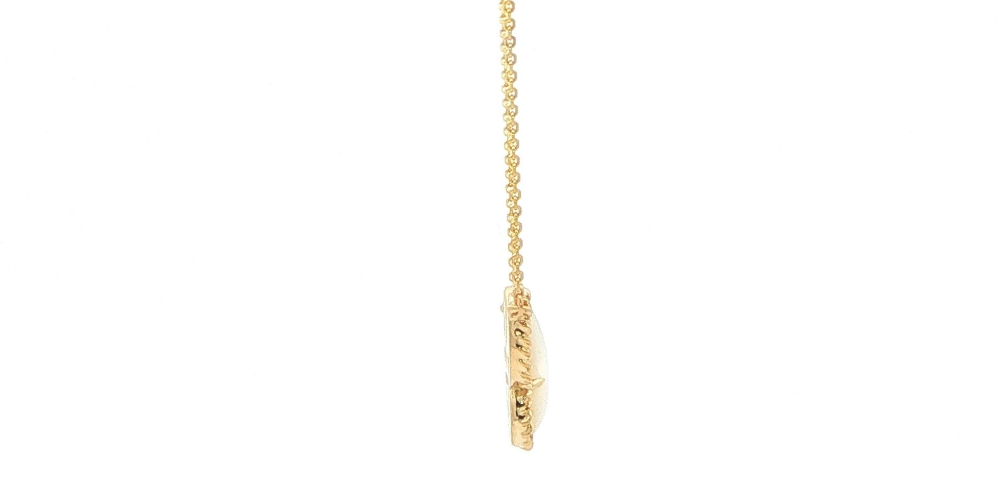 Carved Butterfly Mother of Pearl Necklace in Yellow Gold side
