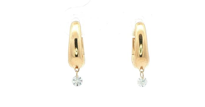 content/products/Tapered Huggie Hoop Earrings with Laser Drilled Dangling Diamonds in Yellow Gold (0.16cts TWT)