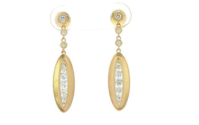content/products/Diamond Oval Drop Earrings with Satin Finish in Yellow Gold 0.54cts TWT)