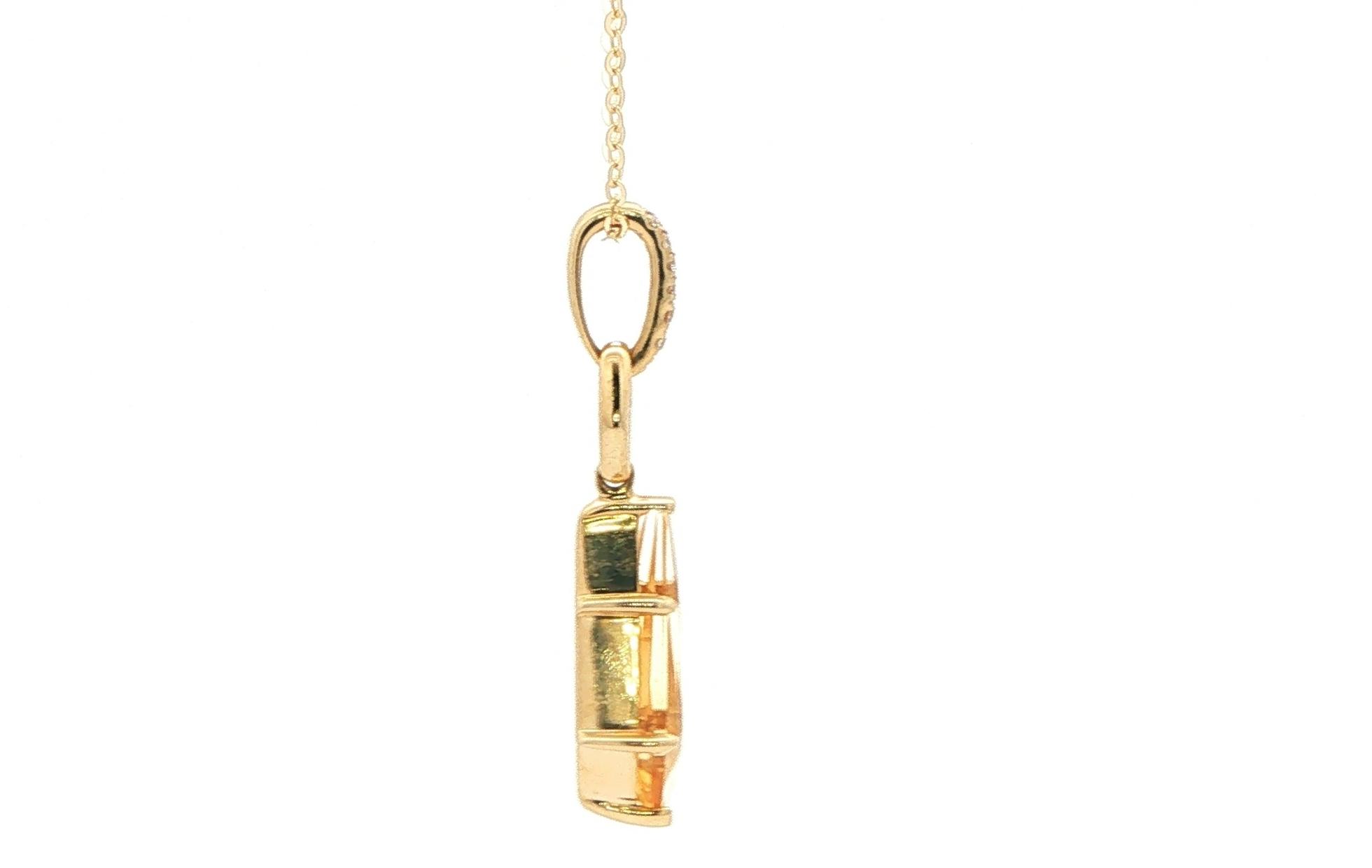 Kite-Cut Citrine Charm Necklace with Diamond Accented Bail in Yellow Gold (0.04cts TWT) side