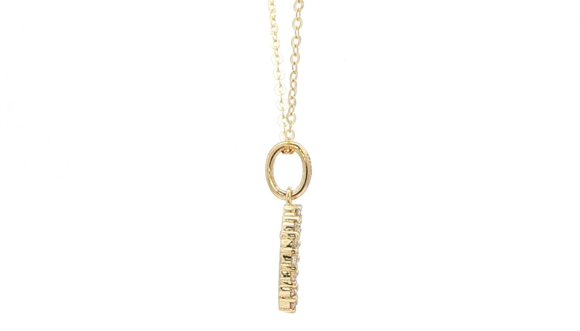 Oval Halo Pendant Necklace with Dangling Diamond in Yellow Gold (0.26cts TWT) side