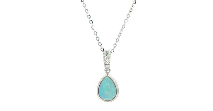 content/products/Pear-Cut Opal Bezel Pendant Necklace with Diamond Bail in White Gold (0.55cts TWT)