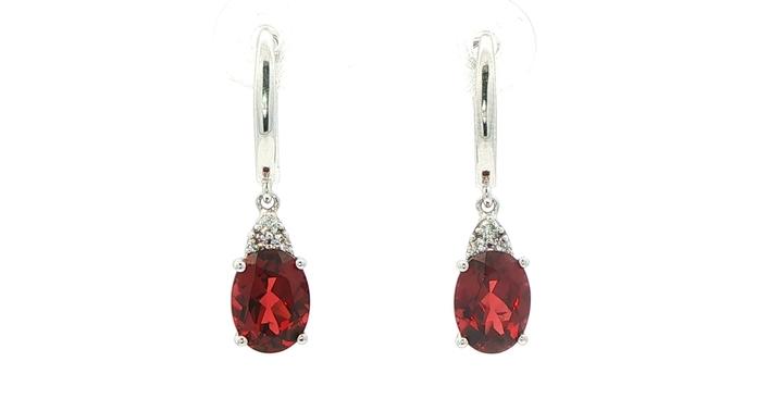 content/products/Oval Garnet and Diamond Drop Earrings in White Gold (3.38cts TWT)