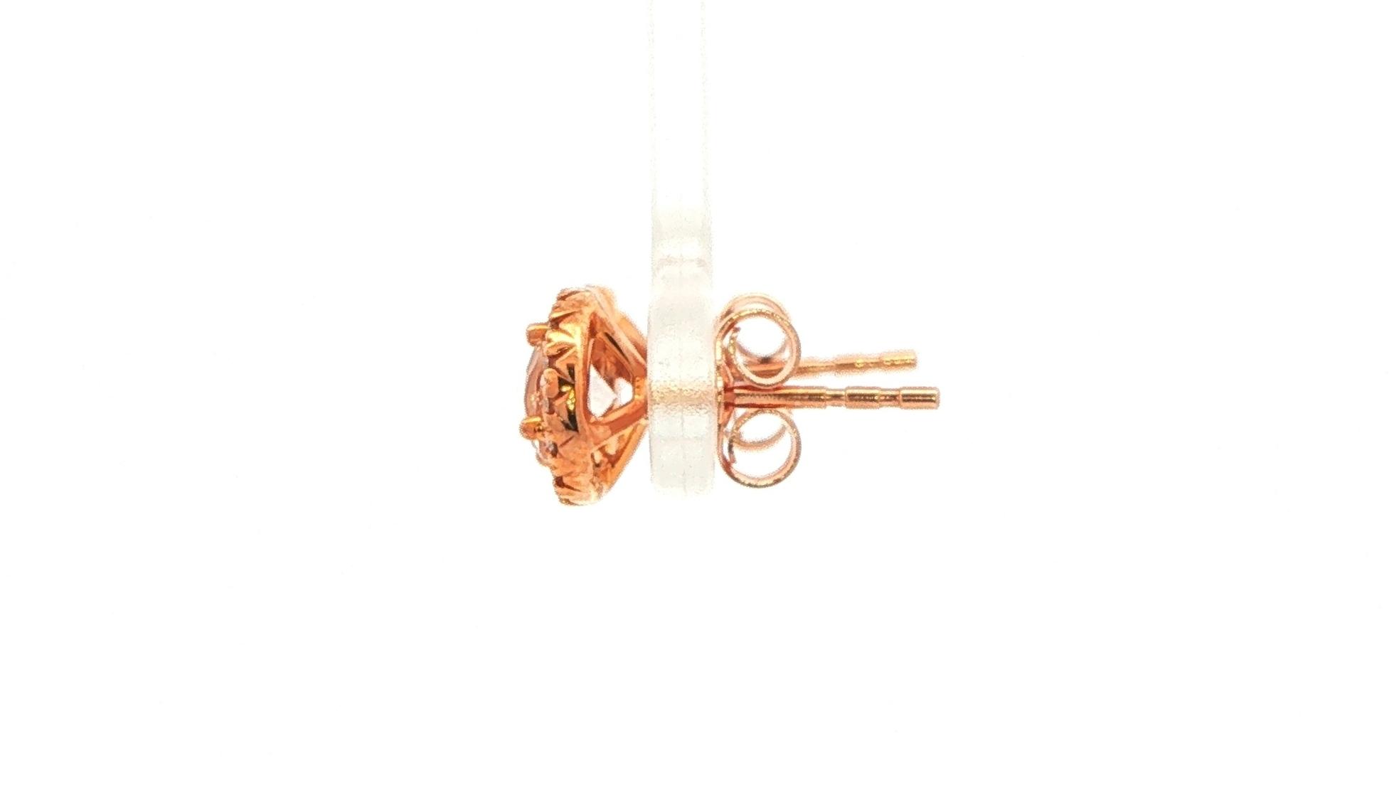 Morganite and Diamond Halo Stud Earrings in Rose Gold (1.02cts TWT) side