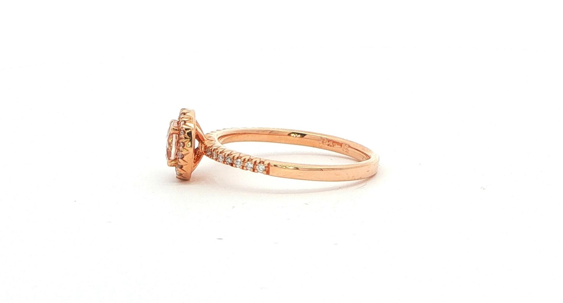Morganite and Diamond Halo Ring in Rose Gold (0.56cts TWT) side