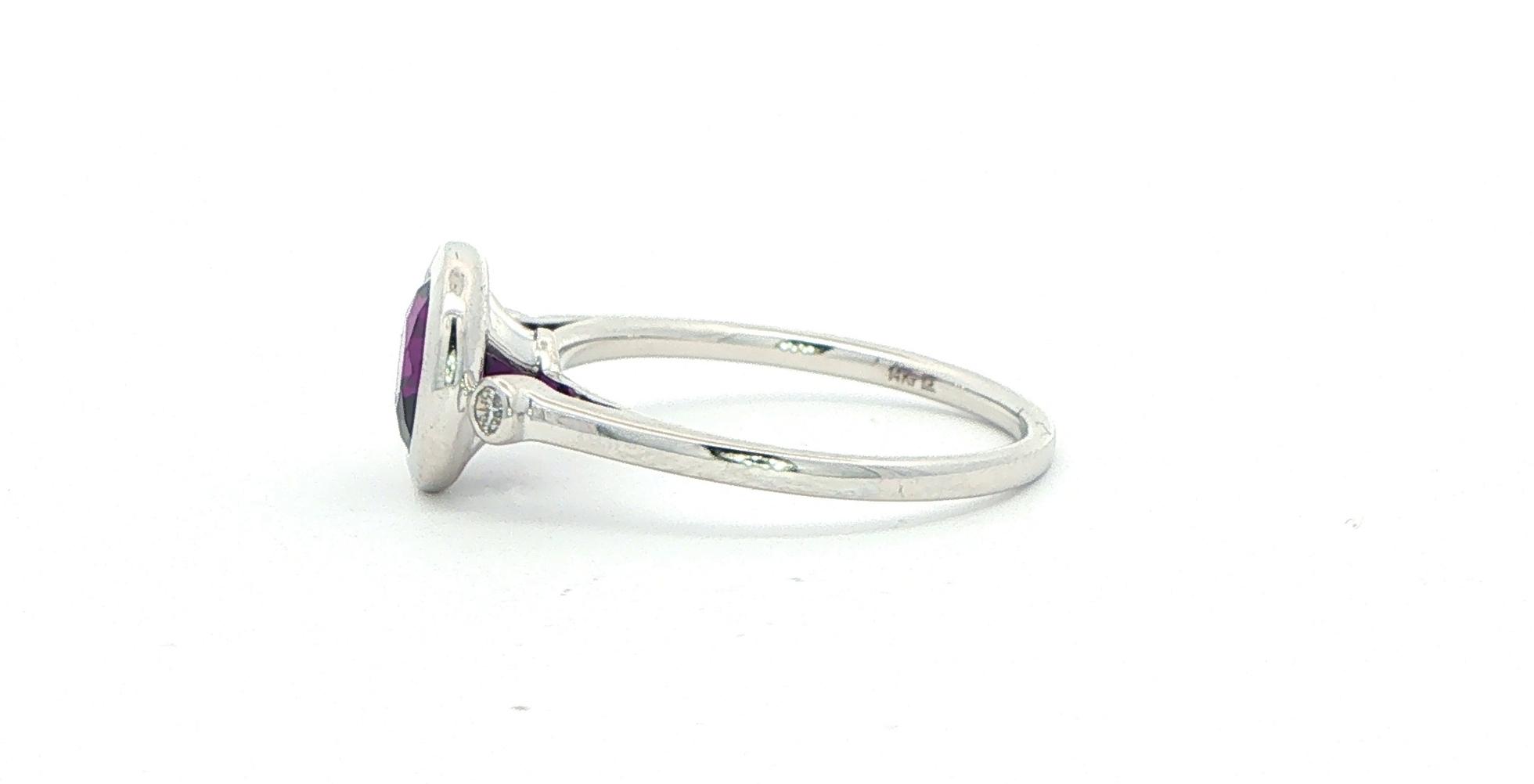 3-Stone Bezel Set Amethyst and Diamond Ring in White Gold (1.15cts TWT) sale