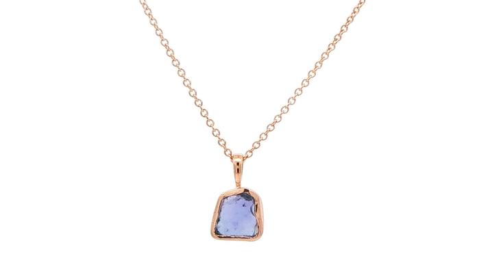 content/products/Raw Huckleberry Sapphire Bezel Pendant Necklace in Rose Gold (0.82cts TWT)