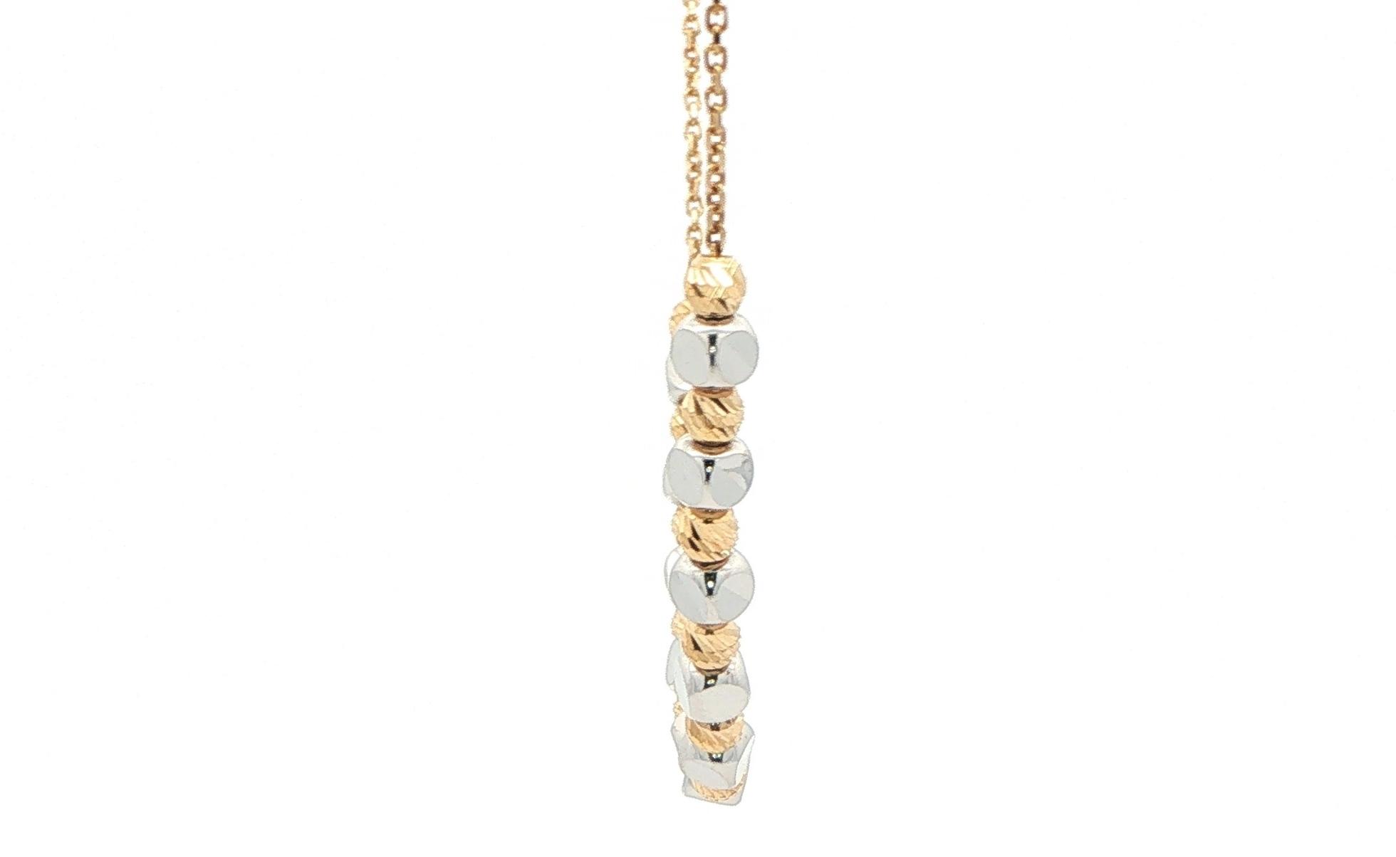Mixed Metal Beaded Necklace in Yellow and White Gold side
