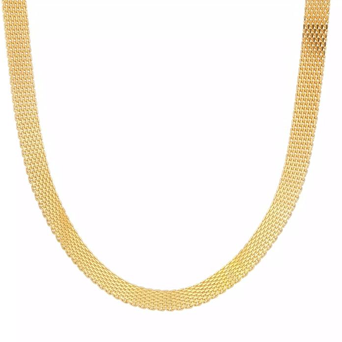 content/products/Woven Mesh Flat Chain Necklace in Yellow Gold
