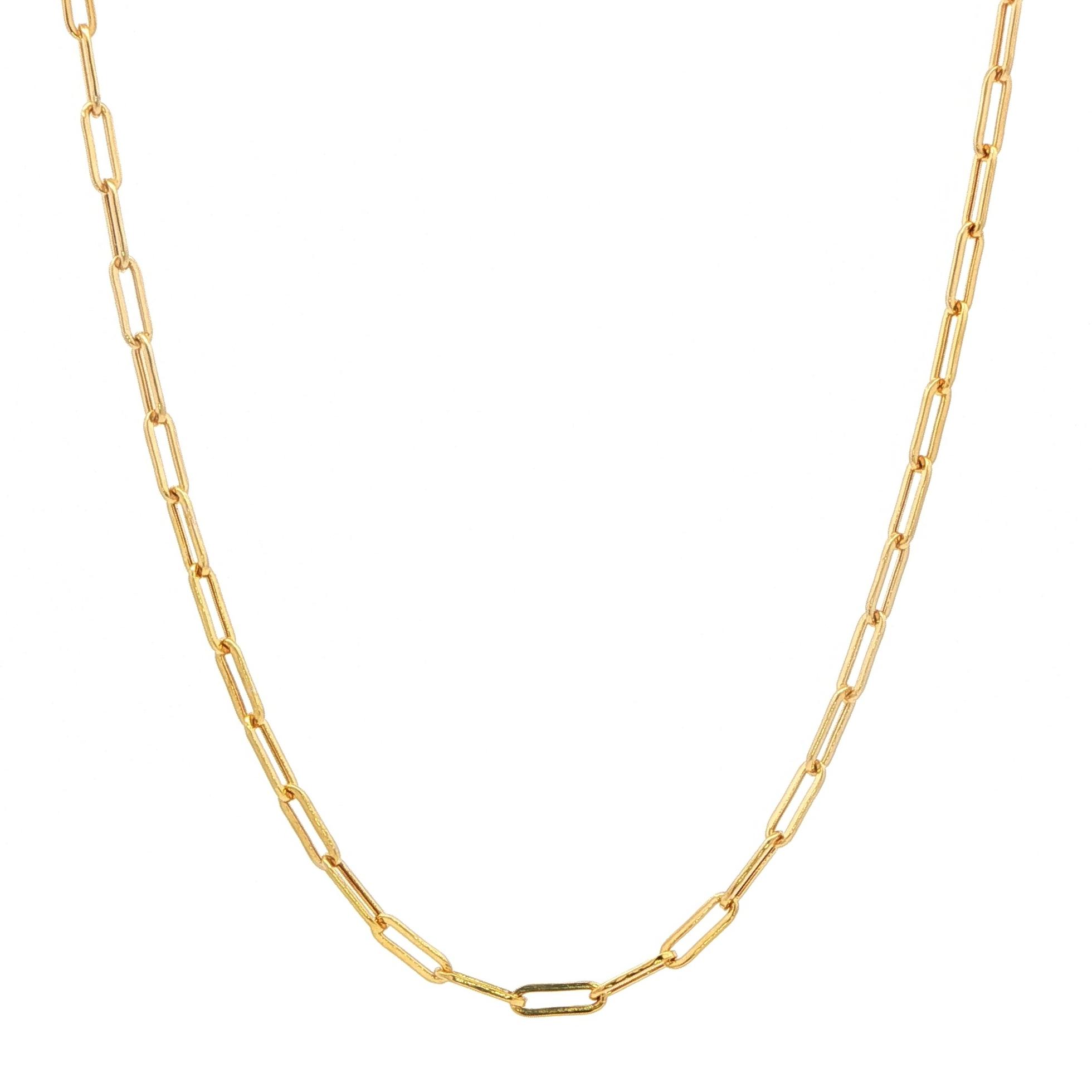 Paperclip Link Chain Necklace in Yellow Gold