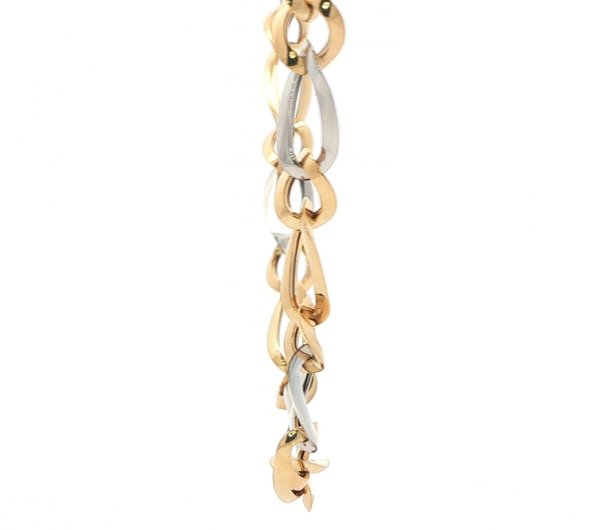 Interlocking Oval Hollow Link Chain Necklace in Two-Tone Yellow and White Gold side