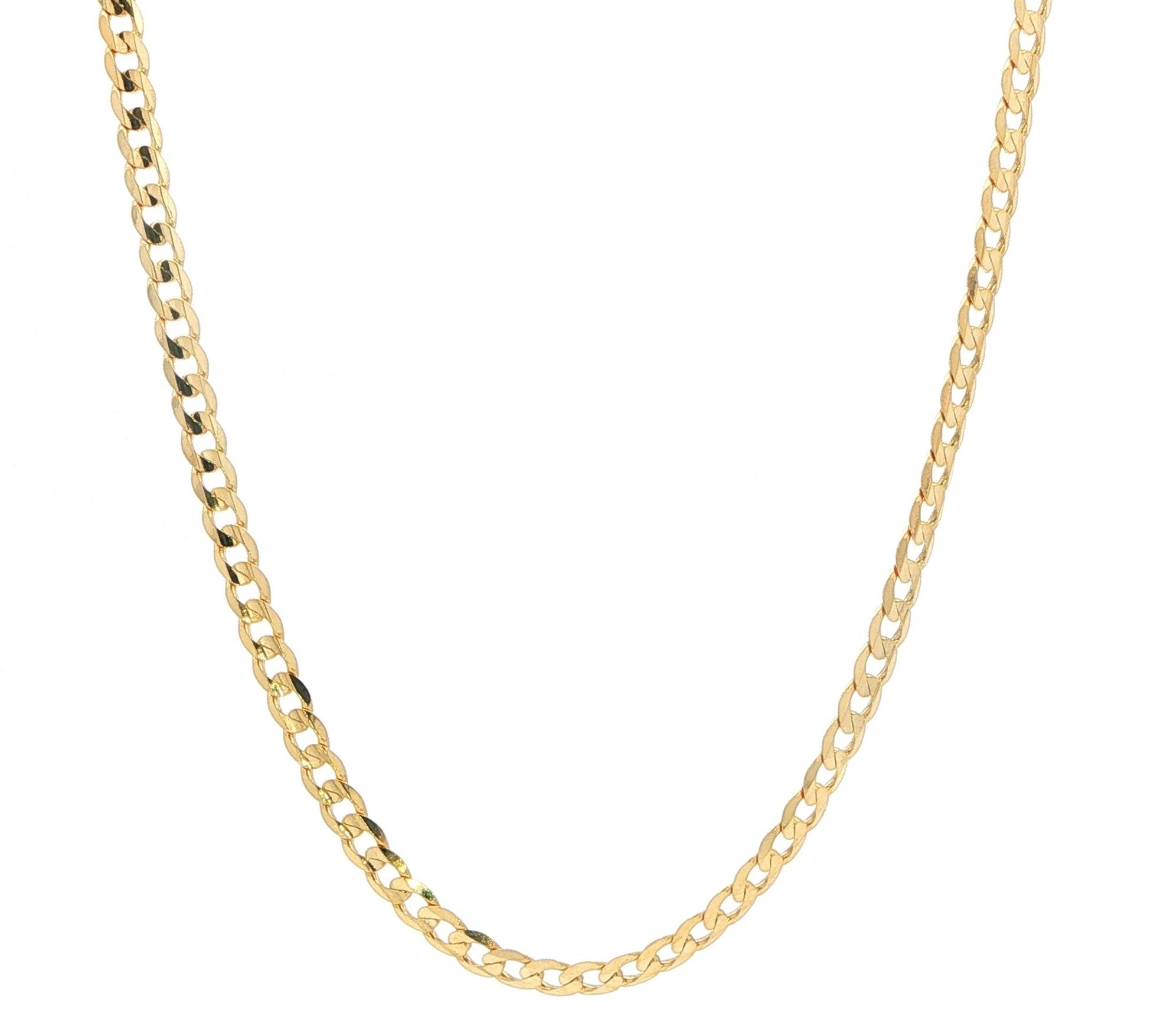 Cuban Chain Necklace with Diamond-cut Texture in Yellow Gold