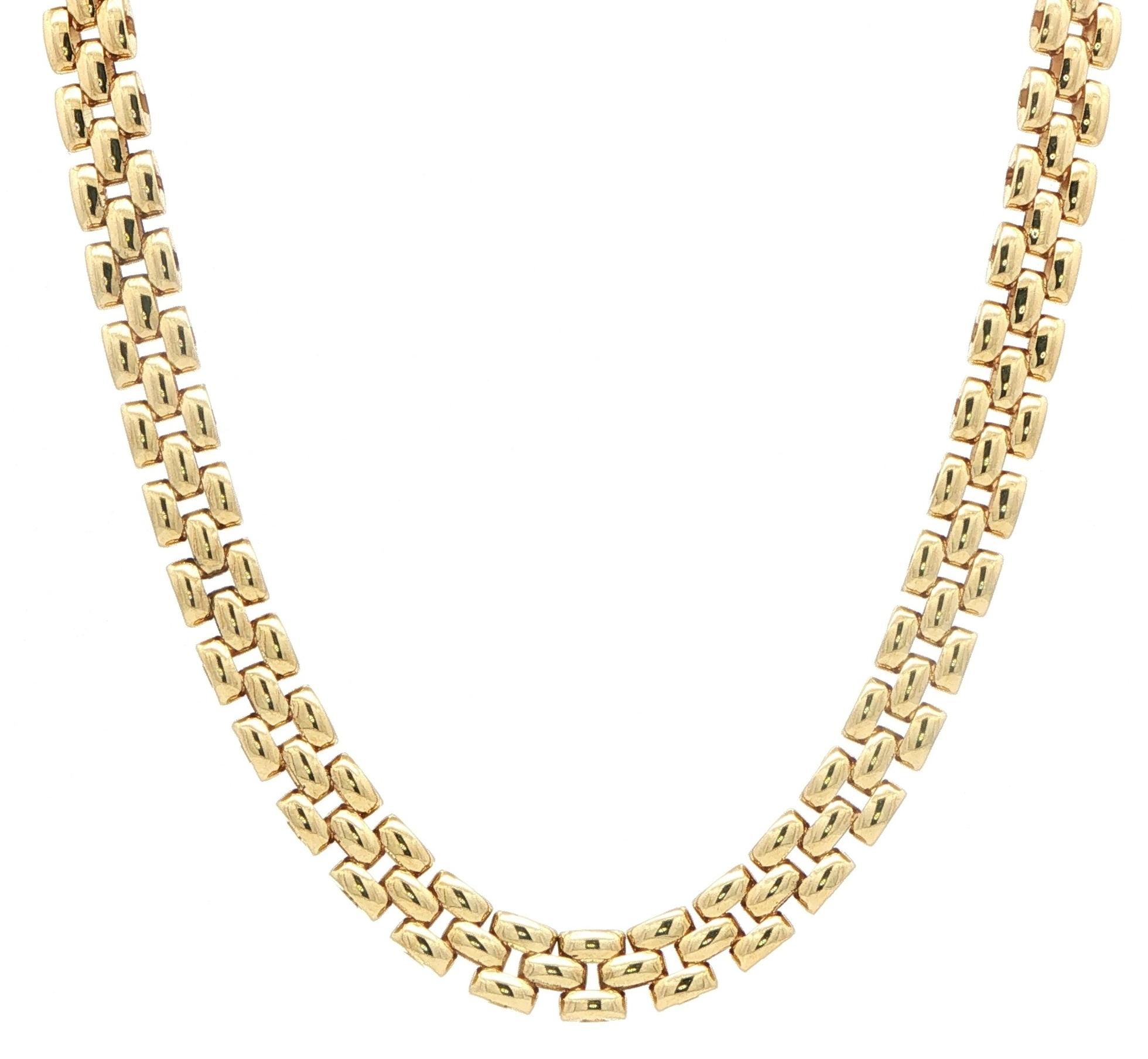 Interlocking Panther Link Chain Necklace in Yellow Gold
