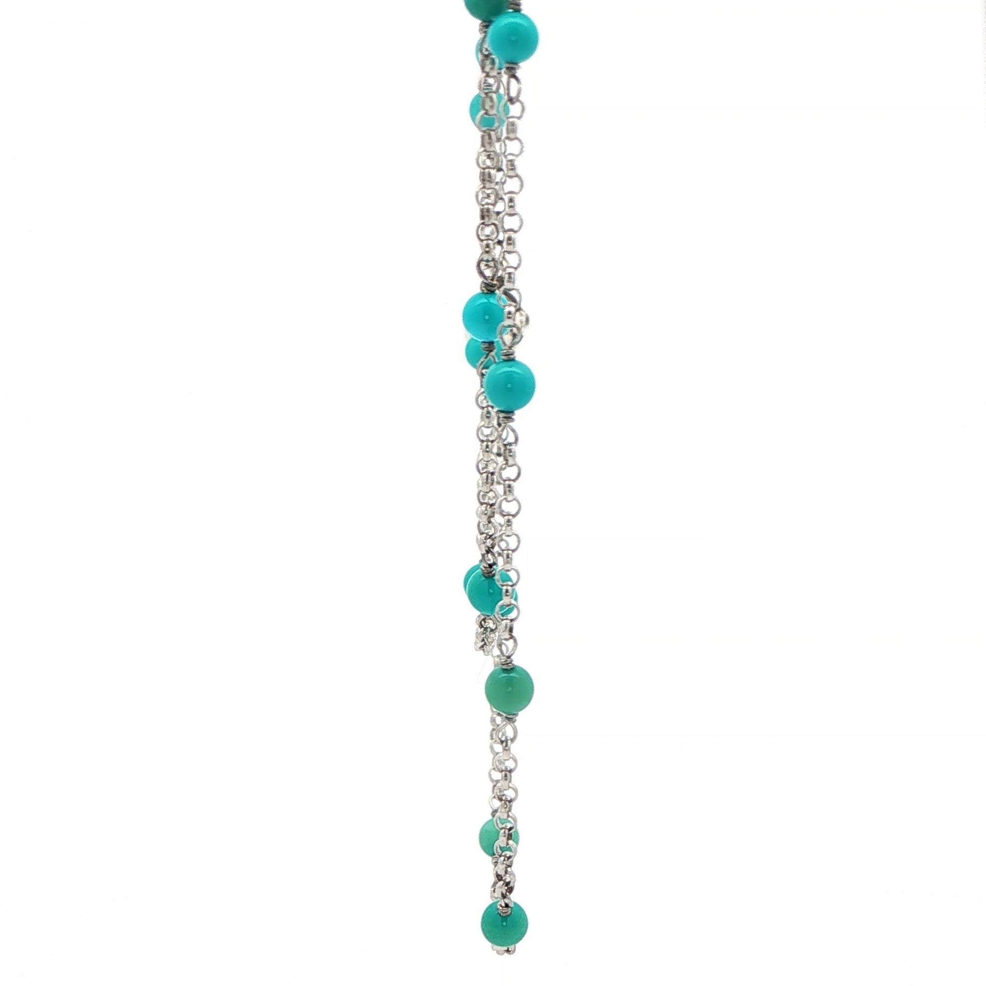 Estate Piece: David Yurman Long Turquoise Bead Station Chain Necklace in Sterling Silver side