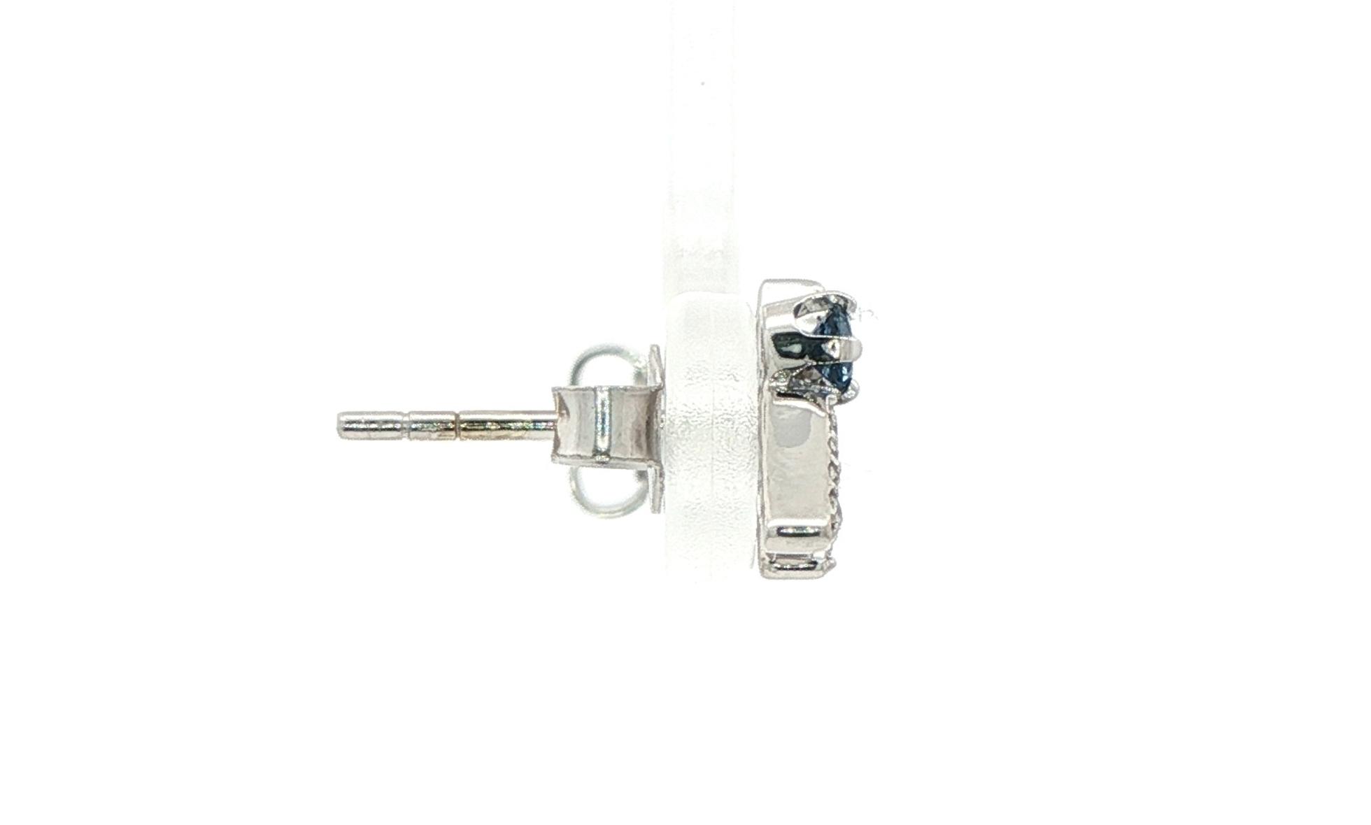 Mountain Ridgeline White Gold Stud Earrings with Pave Diamonds and Montana Yogo Sapphire (0.37cts TWT) side