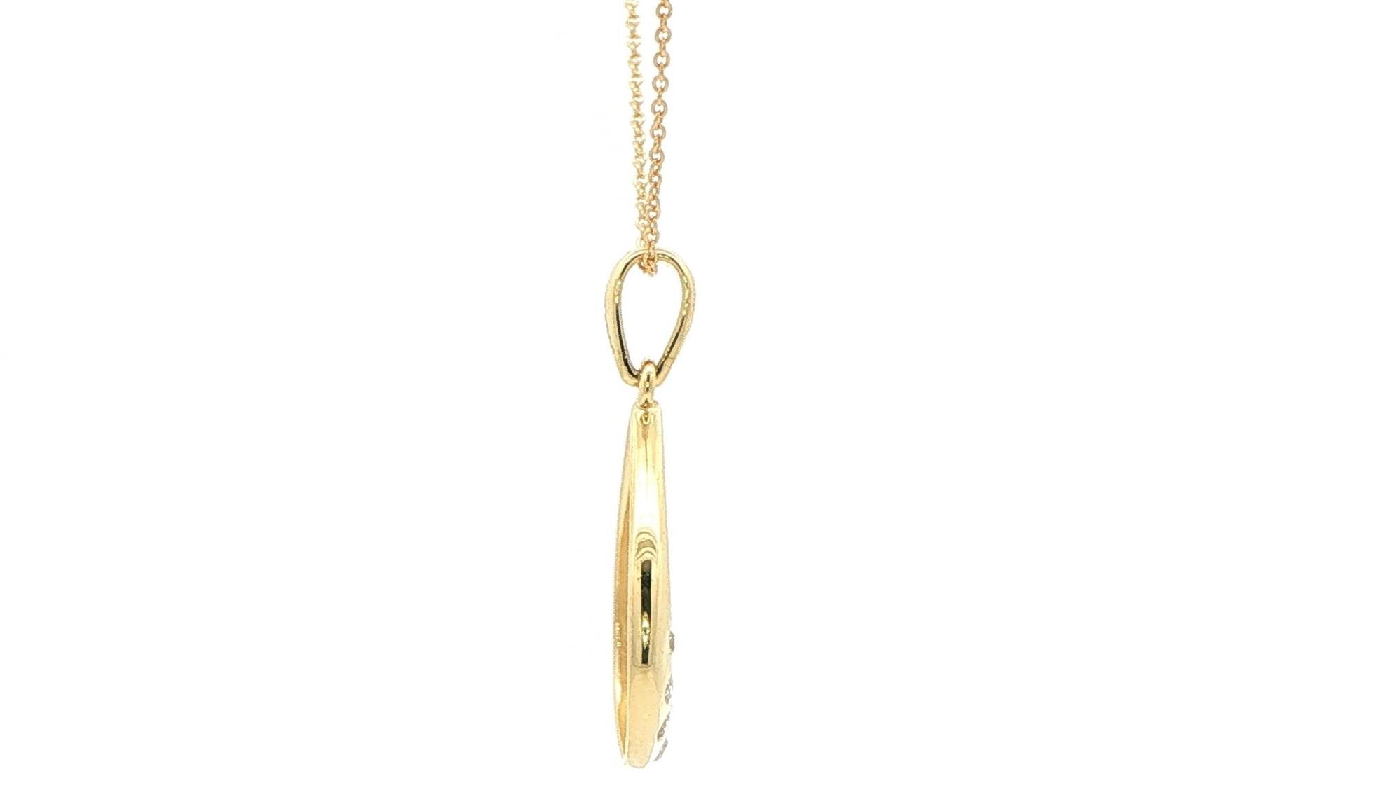 Scattered Diamond Teardrop Pendant Necklace in Yellow Gold side