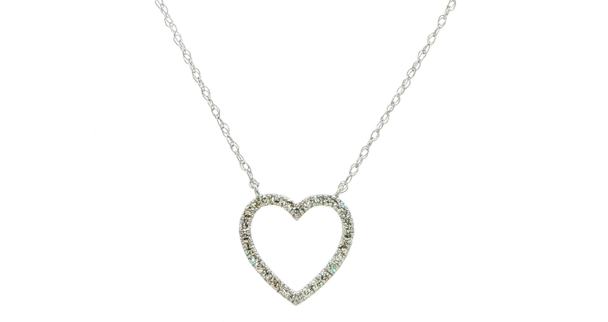 Open Heart Diamond Necklace in White Gold (0.10cts TWT)