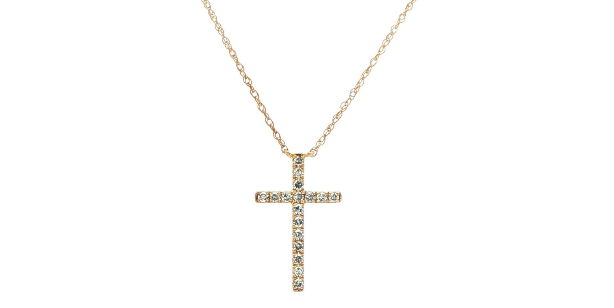 Diamond Cross Pendant Necklace in Yellow Gold (0.10cts TWT)