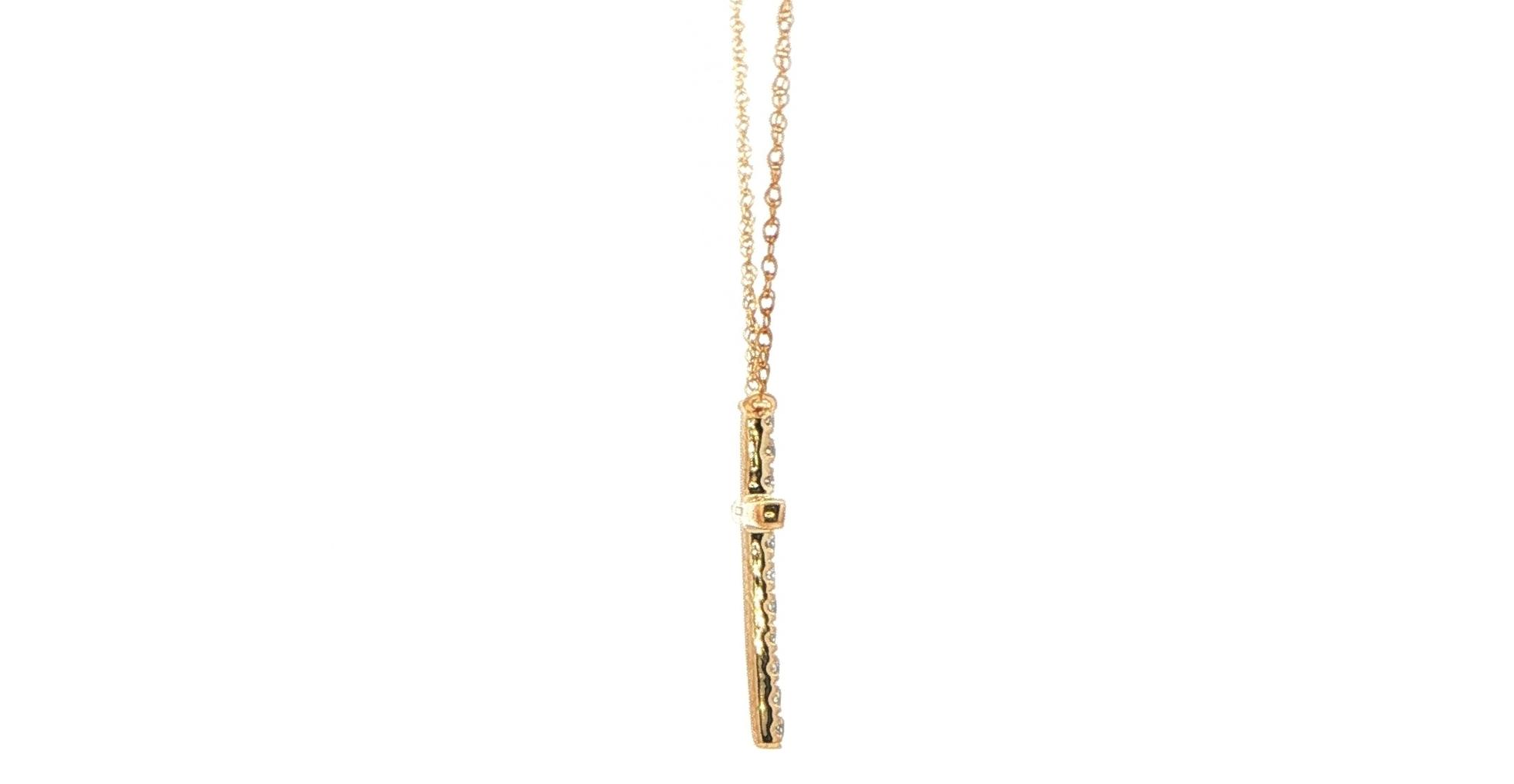 Diamond Cross Pendant Necklace in Yellow Gold (0.10cts TWT) side